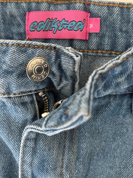 Edikted Blue Denim Mini Skort Size M - Picture 8 of 10